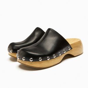 ZARA STUDDED MULE CLOGS BLACK SIZE 8 | 3530/110